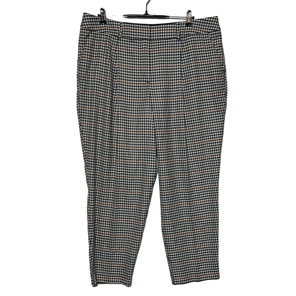 Lane Bryant Pants Womens 18 Blue Brown Houndstooth Straight Actual 39X27 NWT‎